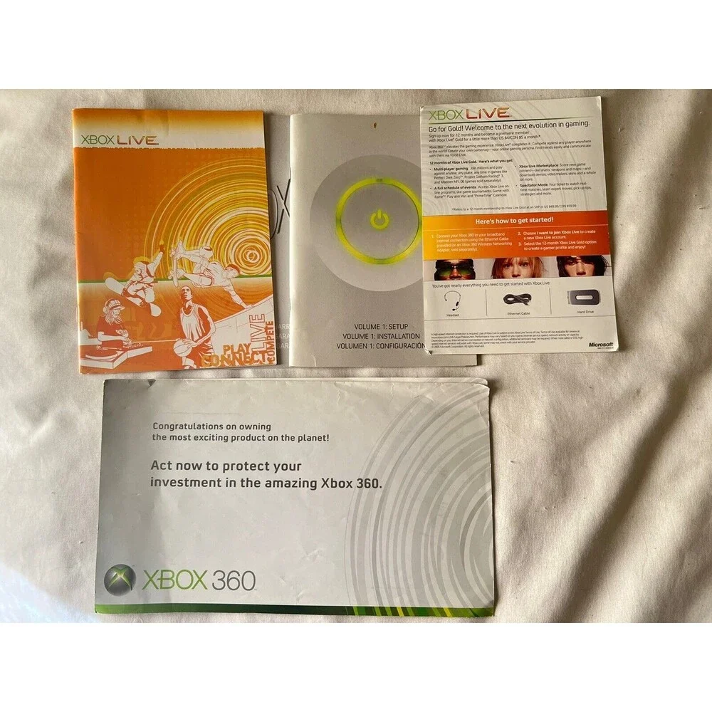 Original Xbox 360 20GB White Console W/ Controllers, Cables and Manual- Tested